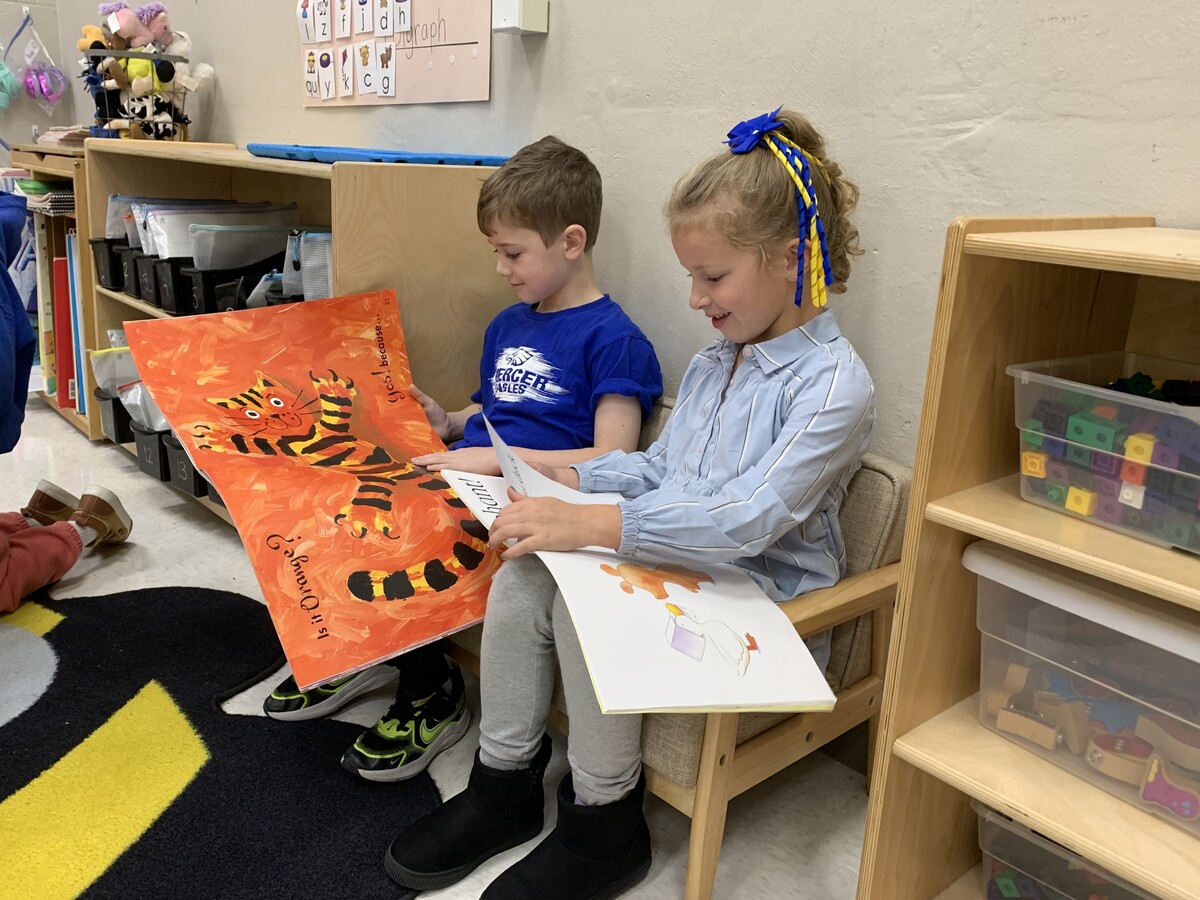 students reading books