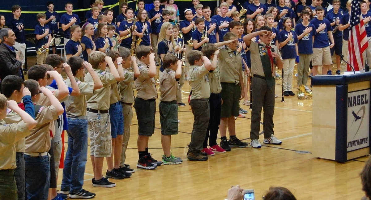 Boy Scouts and Marching Band at Nagel Middle School