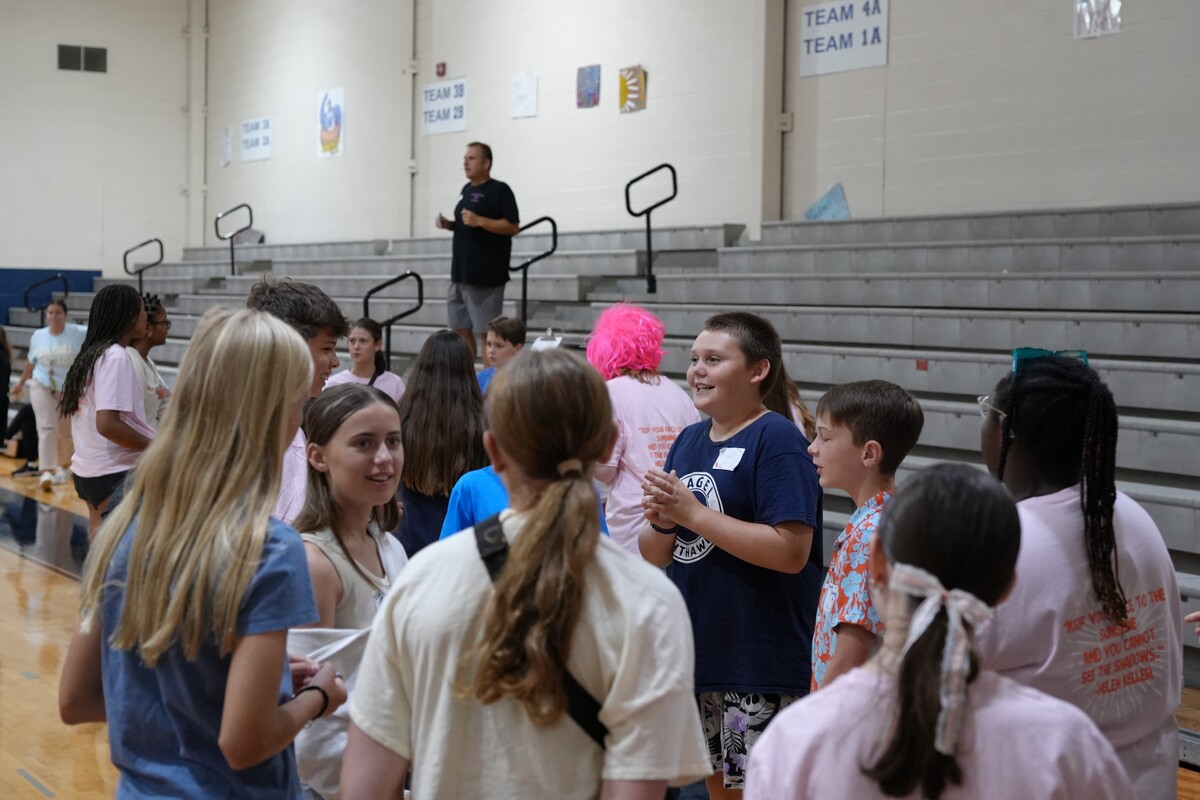 Nagel students socialize during an activity