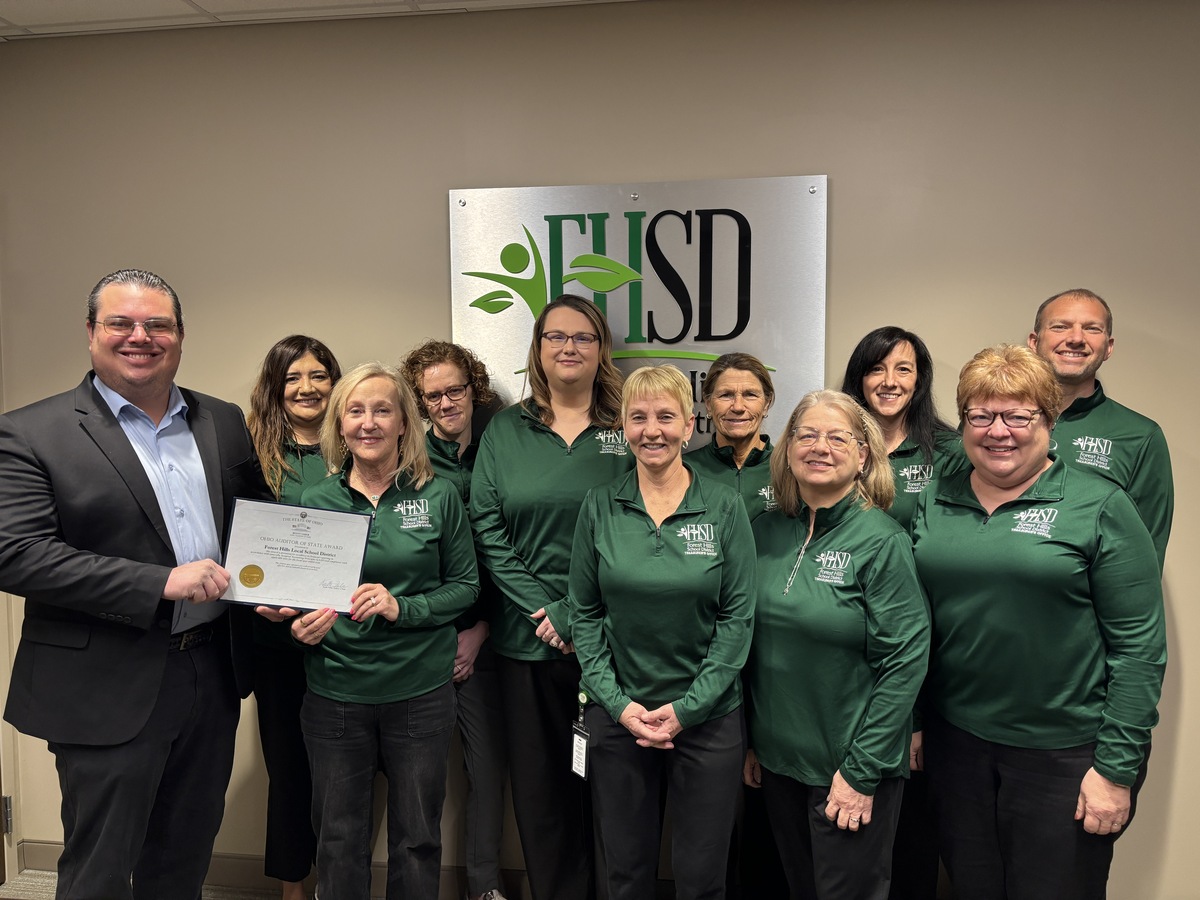 FHSD treasurer's department receiving certificate